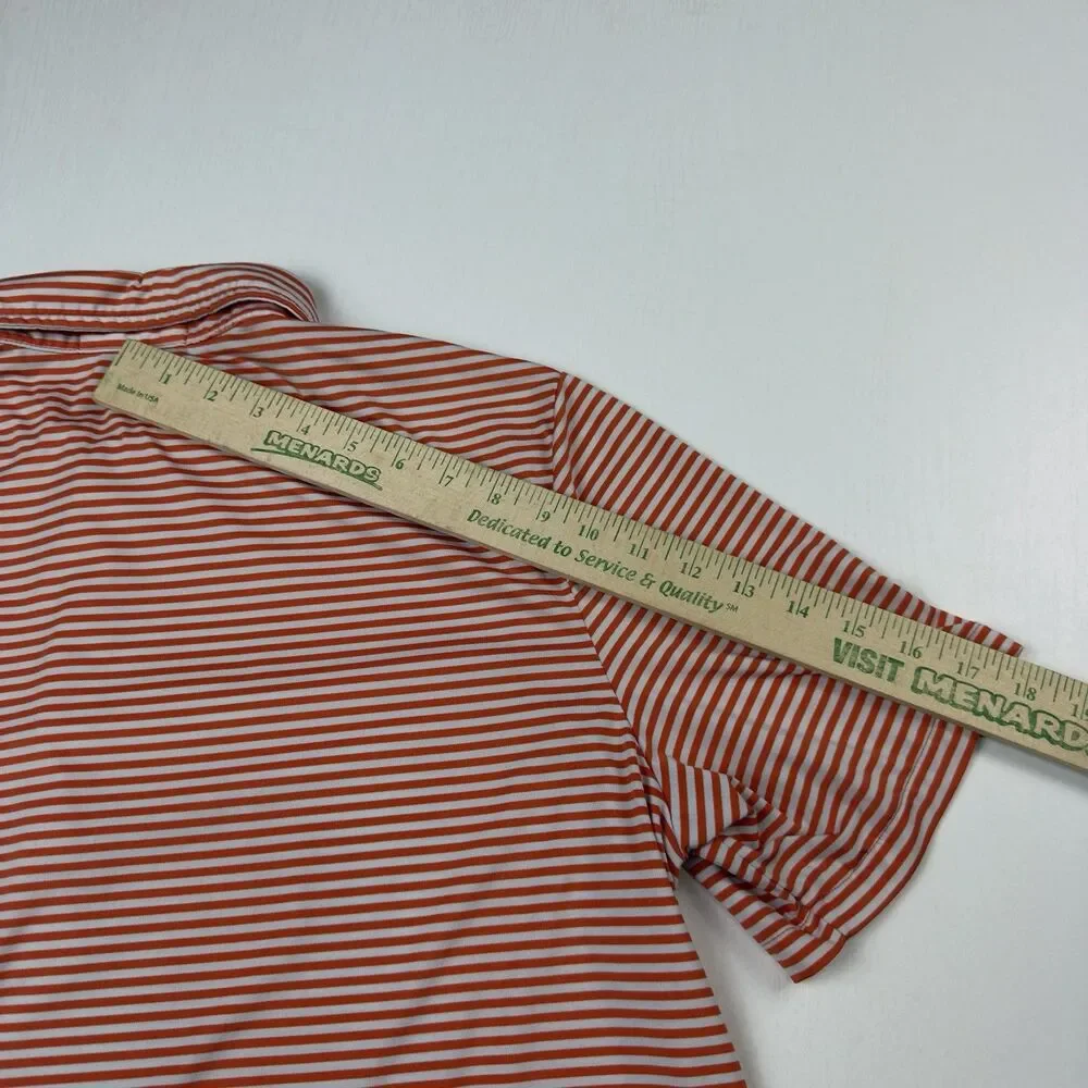 RLX Ralph Lauren Golf Polo Mens L Orange, White Stripe 2016 US Open Oakmont